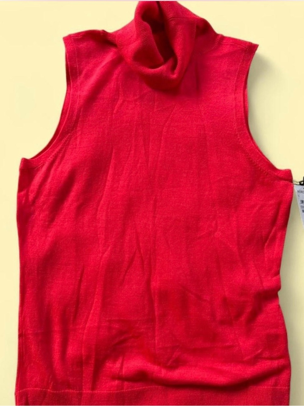 Halogen Bright Neon Coral Knit Top with Turtleneck Sweater Vest
